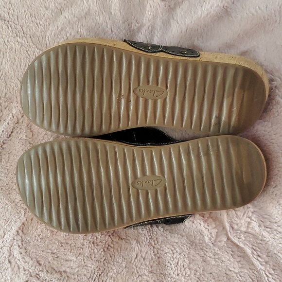 Clarks Women's Palima Palm Wedge Sandal in Black, Size 8 - Picture 7 of 11